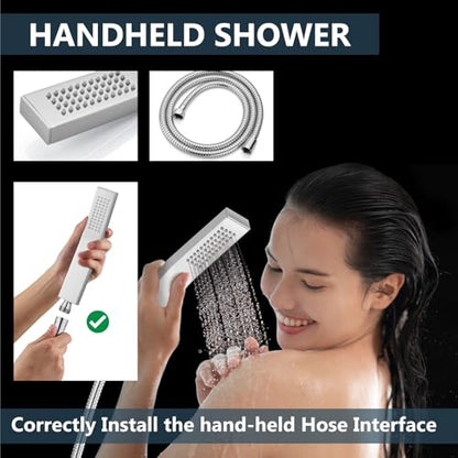 Aolemi Shower Faucet Set with Handheld Polish Chrome 8 Inch Head | Pressure Balance Shower Valve and Trim Kit,SUS304 Rain Head and Handle System,All Metal,Wall Mount,Bathroom,Handheld Spray - color: Chrome, size: 8 Inch Wall Mount Shower Head