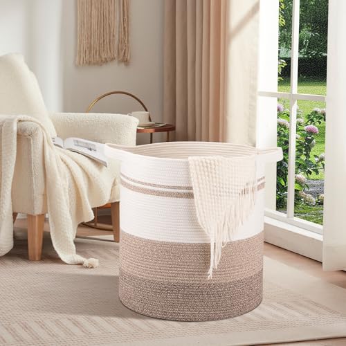 OIAHOMY 120L Laundry Baskets Hamper with Handles, Decorative Basket for Living room, Woven Storage Basket for Toys Bin,Pillows, Blankets, Clothes-20x22.5in-Gradient Yellow | Tall Dirty Clothes Hamper with Handle,Blanket Basket,Decorative Basket for Living