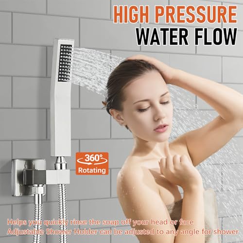 Brushed Nickle Shower System 12 Inch LED Rainfall Shower Head Brass Handheld Combo Set Bathroom Rain Shower Mixer Shower Rough-in Valve Body and Trim Included