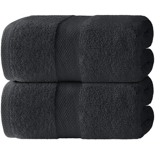 White Classic Luxury Soft Bath Sheets Set - 650 GSM Cotton Luxury Bath Towels Extra Large 35x70 | Highly Absorbent and Quick Dry | Hotel Quality Extra Large Towels Oversized, Black, 2 Pack - color: Black, size: Bath Sheets, 2 Pack
