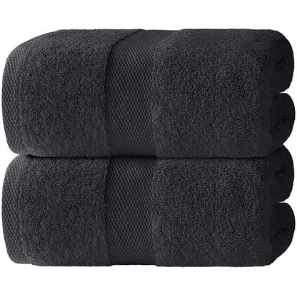 White Classic Luxury Soft Bath Sheets Set - 650 GSM Cotton Luxury Bath Towels Extra Large 35x70 | Highly Absorbent and Quick Dry | Hotel Quality Extra Large Towels Oversized, Black, 2 Pack - color: Black, size: Bath Sheets, 2 Pack