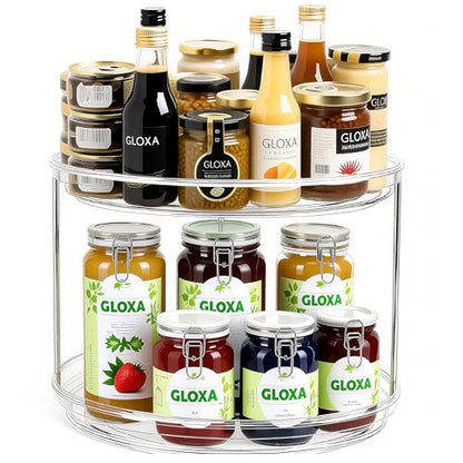 2 Tier Lazy Susan Turntable Organizer for Cabinet, 9.25'' Rotating Spice Rack Organization for Kitchen, Pantry, Bathroom, Vanity, Countertop, Medicine Storage, Seasoning Spice Organizer, 1 Pack - size: 1 PACK Clear