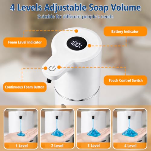 Automatic Liquid Soap Dispenser, Touchless Rechargeable, 350ml, White - color: White