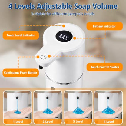 Automatic Liquid Soap Dispenser, Touchless Rechargeable, 350ml, White - color: White