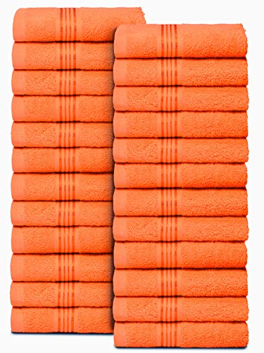 Ultra Soft Cotton Washcloths, Contains 24 Piece Face Cloths 12x12 inch, Ideal for Everyday use Face Towels, Compact & Lightweight Multi Purpose Washcloths - Orange - color: Orange, size: 24 Pack Washcloths