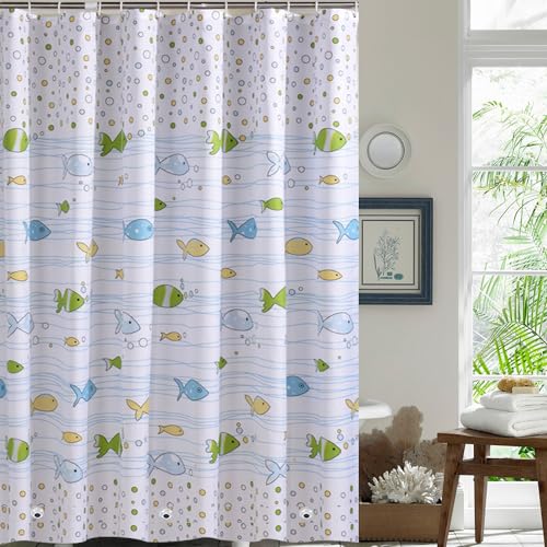 Plastic Shower Liner - Premium PEVA 4G Shower Curtain Liner with Rustproof Grommets and 3 Weighted Magnets, Waterproof Shower Curtains for Bathroom (Small Fish) - color: Small Fish, size: 71"W x 71"L (Pack of 1)
