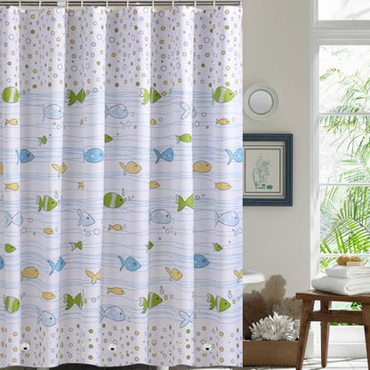 Plastic Shower Liner - Premium PEVA 4G Shower Curtain Liner with Rustproof Grommets and 3 Weighted Magnets, Waterproof Shower Curtains for Bathroom (Small Fish) - color: Small Fish, size: 71"W x 71"L (Pack of 1)