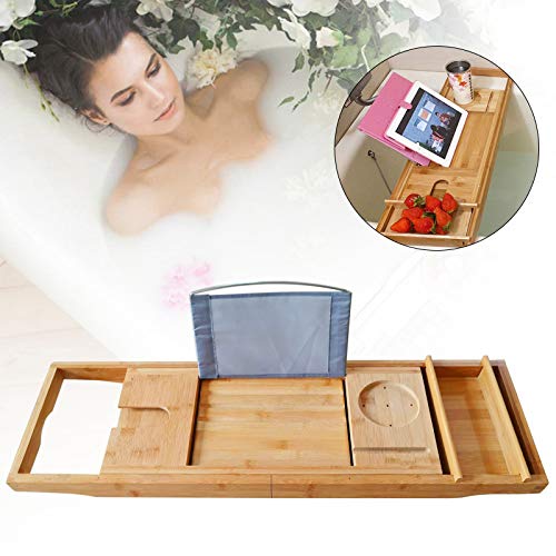 Bathtub Caddy Tray Bamboo Bath Tray Table Over The Tub Shelf+ Bath Rack Holder