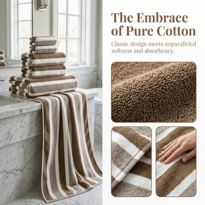 Premium 5-Piece Bath Towel Set | 100% Microfiber Ultra Soft & Quick Dry | Large Bath Towels, Hand Towels & Washcloths for Bathroom, Spa, Gym, | 1 Bath, 2 Hand, 2 Washcloths | Brown - color: Brown, size: 5 Pcs