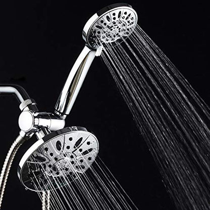 AquaDance 6" Premium High Pressure 3-way Rainfall Shower Combo Combines the Best of Both Worlds - Enjoy Luxurious Rain Showerhead and 6-setting Hand Held Shower Separately or Together! - color: Chrome