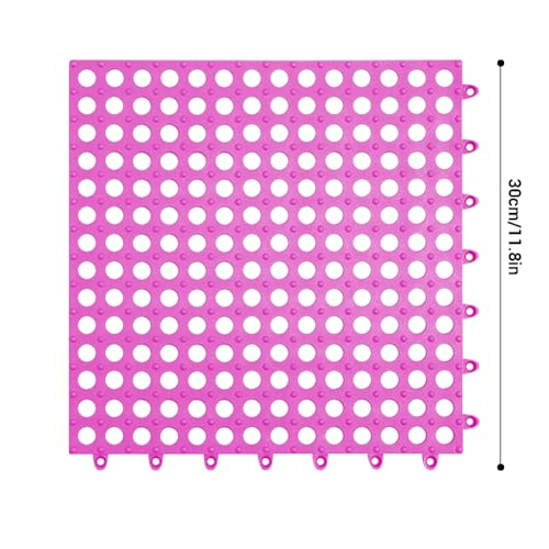 Tyenaza 10Pcs Bath Tub Shower Mat, Suction Cup Floor Mats Anti Slip Plastic Mosaic Bath Mat Tub Bathroom Mats for Kitchen Bathroom (Pink) - color: Pink