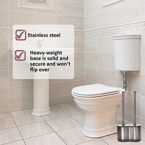 ToiletTree Products Modern Deluxe Freestanding Toilet Brush and Plunger Combo (Stainless Steel, Brush and Plunger Combo Set 4.5” x 9.75” x 18.5")