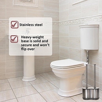 ToiletTree Products Modern Deluxe Freestanding Toilet Brush and Plunger Combo (Stainless Steel, Brush and Plunger Combo Set 4.5” x 9.75” x 18.5")