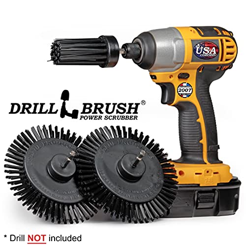 Grill Cleaning Drill Scrub Brush Attachment | Black Ultra Stiff Brush Attachments for Drill - BBQ, Griddle and Smoker Cleaning Brush - Nylon Grill Brush Stainless Steel - color: Black