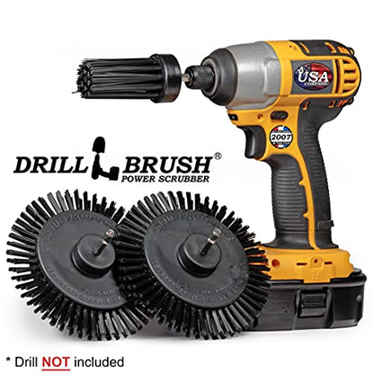 Grill Cleaning Drill Scrub Brush Attachment | Black Ultra Stiff Brush Attachments for Drill - BBQ, Griddle and Smoker Cleaning Brush - Nylon Grill Brush Stainless Steel - color: Black