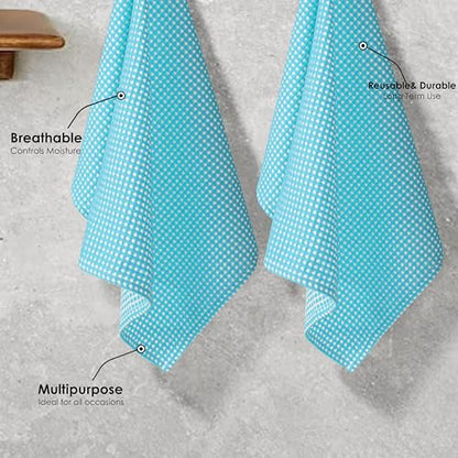 12 Pack Dual Tone Waffle Weave Dish Cloth, 12x12 Inches, 100% Cotton, Super Absorbent, Fast Dry, Durable Dishcloth Set, Soft Hand Towels, Cleaning, Machine Washable, Aqua Blue - color: Aqua Blue