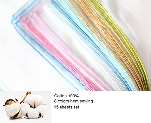 Angel-In-Moms [15 Packs] Natural Cotton 100% Soft Muslin Gauze Handkerchief, Face Washcloths, Makeup Remover Thin Towels, Wide Size 14 inch x 14 inch, Reusable Napkins Hankies Bath Towel (White) - color: White