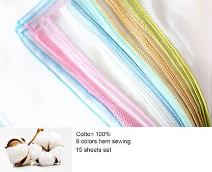 Angel-In-Moms [15 Packs] Natural Cotton 100% Soft Muslin Gauze Handkerchief, Face Washcloths, Makeup Remover Thin Towels, Wide Size 14 inch x 14 inch, Reusable Napkins Hankies Bath Towel (White) - color: White
