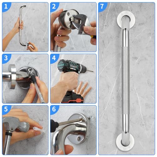 2 PCS Shower Grab Bars for Seniors 24 Inch Bathroom Safety Shower Handle | Stainless Steel Bathroom Balance Bar, Anti Slip Hand Rail Support, Assist Bath Handrails for Handicap, Elderly, Pregnant - size: 2 PCS-24IN