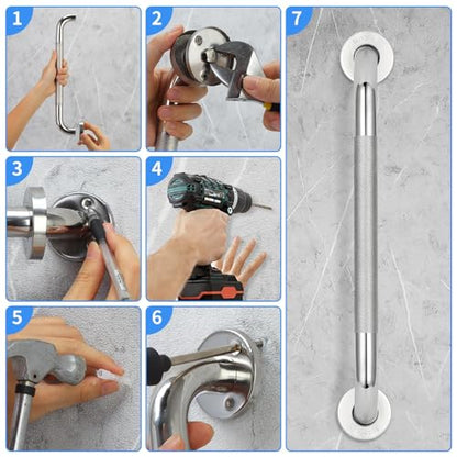 2 PCS Shower Grab Bars for Seniors 24 Inch Bathroom Safety Shower Handle | Stainless Steel Bathroom Balance Bar, Anti Slip Hand Rail Support, Assist Bath Handrails for Handicap, Elderly, Pregnant - size: 2 PCS-24IN