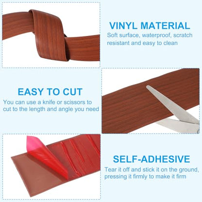 PATIKIL Self Adhesive Floor Transition Strip 3 in x 6.6 Ft, Vinyl Laminate Floor Flat Divider for Joining Floor Gaps Doorways Carpet Cover Floor Tiles Walnut