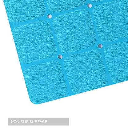 Webos Foldable Non Slip Silicon Bath Mat Bathtub mat Shower mats no Suction Cups for Textured Tub and Reglazed Tub(Foldable-Blue, 28-inch x 14-inch) - color: Foldable-blue