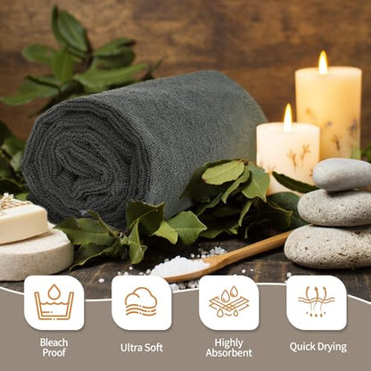 FIXSMITH Salon Towels 12 Pack, Grey Hand Towels for Bathroom, Quick Dry Gym Towels, Spa Face Towel, Absorbent Microfiber Towels for Salon, Barber, Gym, Bath, Pedicure and Home Hair Care,16 x 27 in - color: Grey