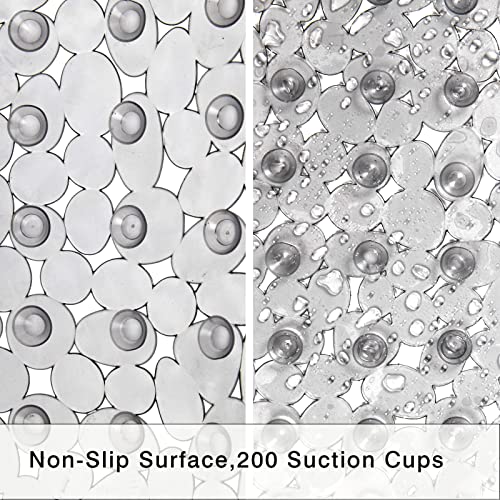 SONGZIMING Bathtub Mat Non Slip Pebble Bath Shower Mat with Drain Holes, Suction Cups Mat for Tub 16" W x 35" L, Clear Grey - color: Clear Grey