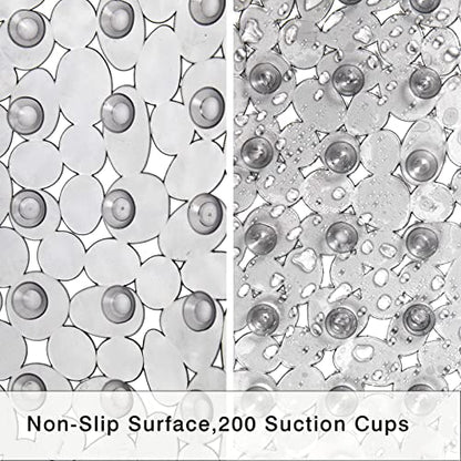 SONGZIMING Bathtub Mat Non Slip Pebble Bath Shower Mat with Drain Holes, Suction Cups Mat for Tub 16" W x 35" L, Clear Grey - color: Clear Grey