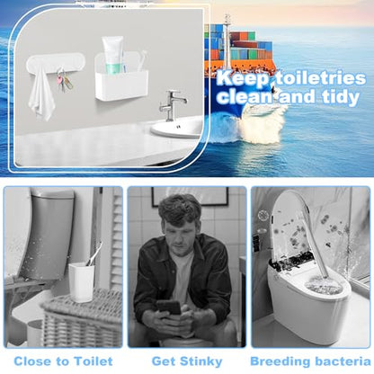 Magnetic Wall-Mounted Toothbrush Holder with Magnetic Hooks for Cruise ，Cruise Ship Essentials 2025- No Drilling Needed for Royal Caribbean & Alaska Cruise Ships, Caribbean Royal Must-Haves（White） - color: White