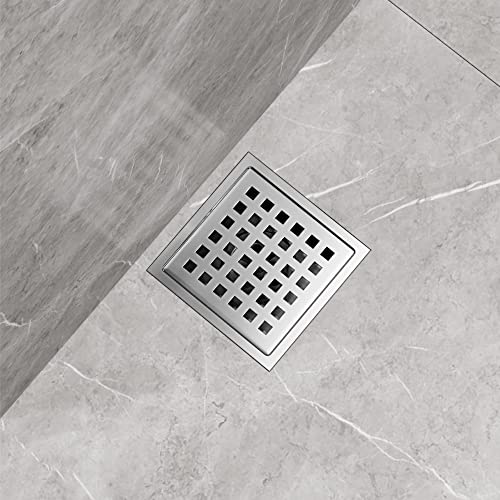 VIGO Elan 4.38 in. W x 4.38 in. L Square Shower Drain in Chrome - VG07004CH - color: Chrome, size: 4 in.