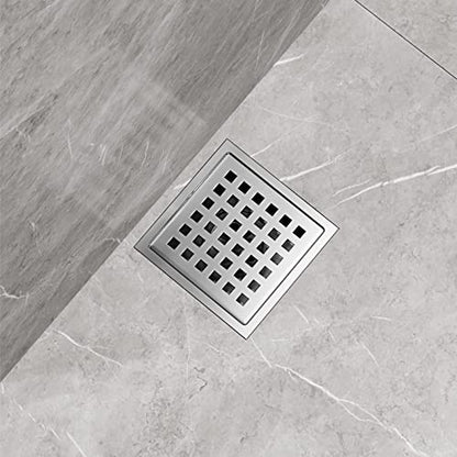 VIGO Elan 4.38 in. W x 4.38 in. L Square Shower Drain in Chrome - VG07004CH - color: Chrome, size: 4 in.