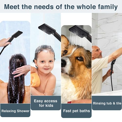 BRIGHT SHOWERS Handheld Shower Head Set High Pressure Hand Held Showerhead with 60 Inch Flexible Shower Hose and Adjustable Shower Arm Mount Bracket, 3 Spray Setting Shower Wand, Oil-Rubbed Bronze - color: Oil Rubbed Bronze, size: 1.8 Gallon Per Minute