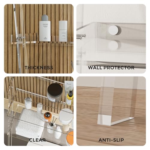 3-Tier Acrylic Over The Toilet Ladder Shelf, Clear Over-The-Toilet Storage Bathroom Organizer Rack for Bathroom Laundry Room, 24.96" L x 9.84" W x 69.69" H