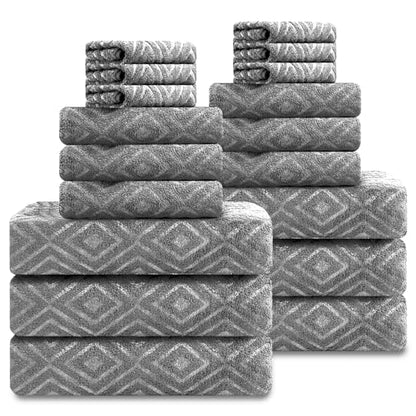 Smuge 18-Piece Bath Towel Set, Include 6 Bath Towel Sheets, 6 Hand Towels and 6 Washcloths - Highly Absorbent Quick Dry 100% Microfiber,Ultra Soft Bathroom Towel Set (Dark Gray) - color: Dark Gray, size: 18 Pcs Bath Towel Set