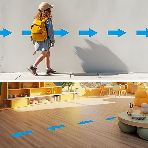 EVQ Arrow Floor Sticker Blue 10 x 5 Inch Self-Adhesive Vinyl Decal 20 PCS | Removable Waterproof Large Directional Arrow Floor Sign for Concrete Warehouse Office - color: Blue 10"×5"