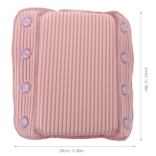 Non-Slip Bath Pillow for Tub with 8 Strong Suction Cups - Bathtub Headrest Neck Back Support for Women Spa Hotel Relaxing Bath Accessories (Pink)