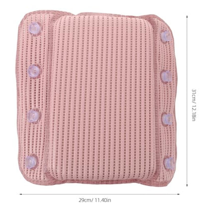 Non-Slip Bath Pillow for Tub with 8 Strong Suction Cups - Bathtub Headrest Neck Back Support for Women Spa Hotel Relaxing Bath Accessories (Pink)