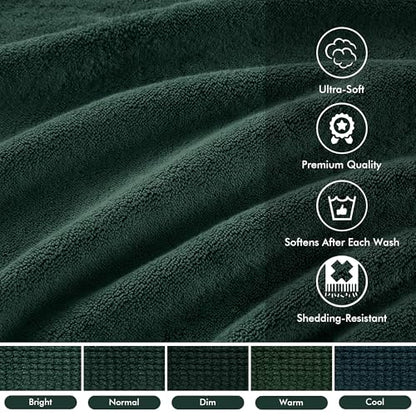 Madison Park 800GSM 100% Cotton Bathroom Bath Towel Set of 8, Dark Green | Long Staple, Highly Absorbent, Durable Hotel Spa Quality, Quick Dry, Double Stitched Hems, Lint Reducing, OEKO-TEX Certified - color: Dark Green, size: Multi-Sizes