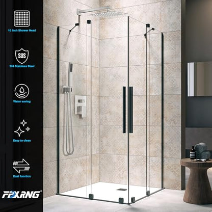 FPXRNG Shower Faucet Set Rainfall Shower System with Square Shower Head and Handle Set Rough-in Valve and Metal Trim Kit Included Brushed Nickel 12 Inch Wall Mounted Shower Fixtures - color: Brushed Nickel, size: 12 Inch Wall Mount Shower Head