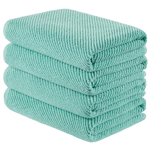 Madison Park 100% Zero Twist Cotton 4 Piece Bathroom Bath Towels, Turquoise | 30" x 56" Large Shower Towels, 500 GSM Diagonal Ribbed, Soft, Quick Dry, Highly Absorbent, Durable, Modern, OEKO TEX - color: Turquoise, size: 4 Piece Bath Towel Set