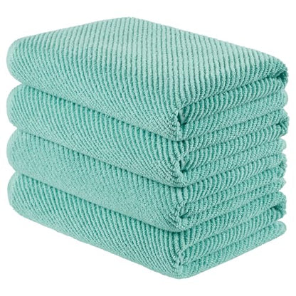 Madison Park 100% Zero Twist Cotton 4 Piece Bathroom Bath Towels, Turquoise | 30" x 56" Large Shower Towels, 500 GSM Diagonal Ribbed, Soft, Quick Dry, Highly Absorbent, Durable, Modern, OEKO TEX - color: Turquoise, size: 4 Piece Bath Towel Set