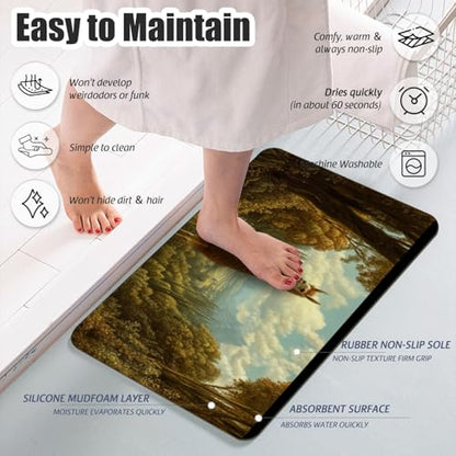 Bathroom Runner Mat Rugs Long,Funny Portrait Of Alpaca Llama beautiful Diatomite Stone Bath Mat Large Absorbent Diatomaceous Earth Mat Non Slip Fast Dry Shower Mat Bathroom Rugs Floor Mat 16x42in - color: Design08