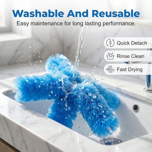 Crevice and Corner Cleaning Brush Set, Duster with Extension Pole for Ceiling Fan Cobweb Window Blind (74.02in) - size: 74.02in