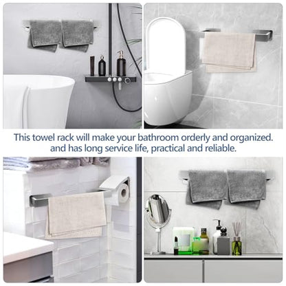 ABOOFAN Stainless Steel Adhesive Towel Rack Bar Wall-Mounted Bathroom Towel Holder Brushed Finish No-Drill Installation for Shower and Washroom