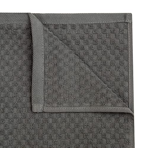 COTTON CRAFT Amazing Kitchen Towels - 8 Pack 100% Cotton Waffle Terry Towel | Charcoal - 16x28 Euro Café Waffle Weave Dish Towels - Soft Absorbent Quick Dry Low Lint Reusable Pantry Bar Cleaning Cloth - color: Charcoal, size: 8 Pack