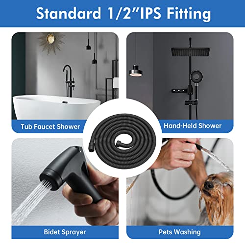 RUMOSE 118 inches Extra Long Shower Hose, Black | Shower Head Extension Hose, Attachment Flexible Handheld Shower Sprayer Hose, Stainless Steel Shower Tube - color: Black, size: 118"
