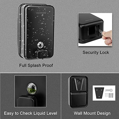 Wall Mounted Commercial Soap Dispenser Bathroom, Vertical Black | 1100ml 37oz Stainless Steel Liquid Hand Sanitizer Dispenser - color: Vertical Black