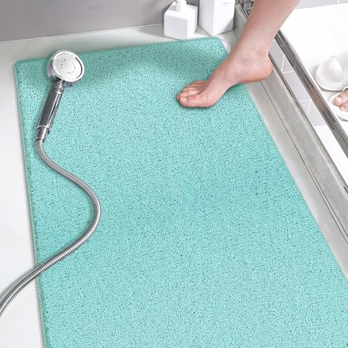 godehone Shower Mats Non Slip Without Suction Cups, PVC Loofah Bathroom Mats, Loofah Mats for Shower and Bathroom, Quick Drying, 15.7× 36 Inch, Light Green - color: Light Green, size: 36" x 15.7" (Rectangular)