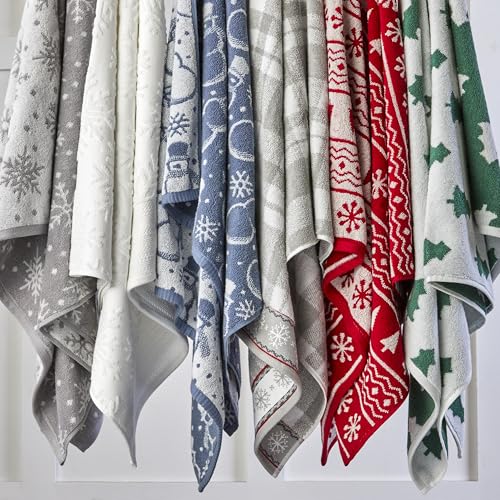 SKL Home Christmas/Winter Subtle Snowflakes Bath Towel, 100% Cotton, White | 550 GSM. Soft & absorbent. Textured jacquard pattern. Great for use in the bathroom, kitchen or bar & gifting. - color: Subtle Snowflakes, style: Bath Towel